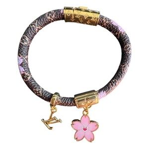Louis Vuitton Pink & Brown Cherry Blossom Charm Bracelet